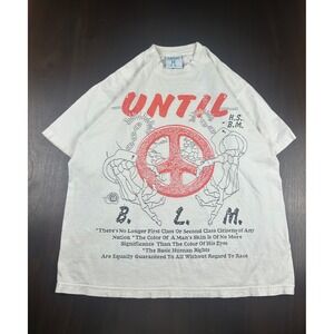 Online Ceramics Mens L Good Over Evil BLM Until Graphic T-Shirt Off White